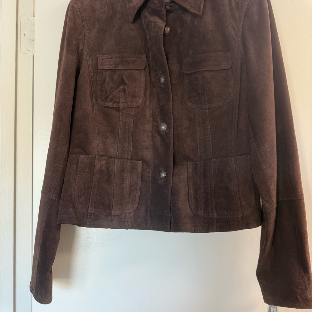 INC International Concepts Chocolate Brown Suede Jacket